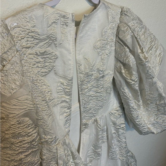 ASOS EDITION Tiered Metallic Floral Jacquard Midi Dress – Ivory/White NWT Size 4 - Picture 6 of 16